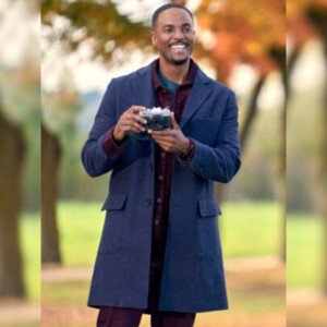 Christmas With A Kiss 2023 Ronnie Rowe Blue Trench Coat