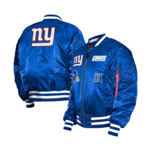 New Era x Alpha Industries Royal New York Giants Bomber Jacket