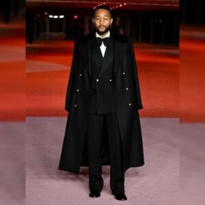 John Legend Black Trench Coat The Academy Gala 2023