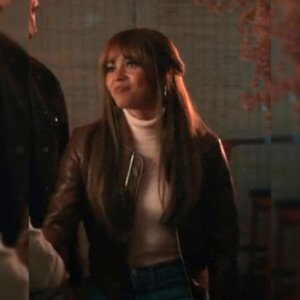 Vanessa Morgan Wild Cards 2024 Brown Leather Jacket
