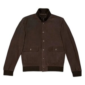 Men Brown Suede Leather Jacket