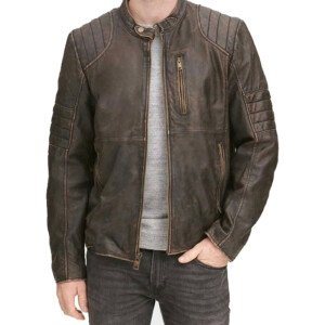 Mens Brown Distressed Leather Jacket