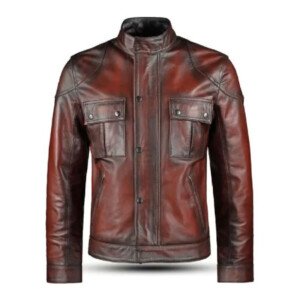 Mens Cafe Racer Distressed Red Jacket