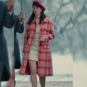 Kaya Scodelario The Gentlemen 2024 Red & White Plaid Coat