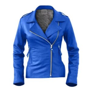 Women Blue Brando Lamb Skin Jacket