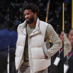 Joel Embiid Basketball Game White Puffer Vest