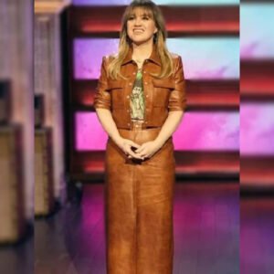 Kelly Clarkson Brown Faux Leather Jacket