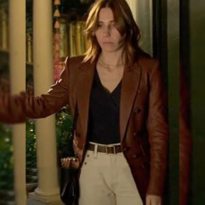 The Flight Attendant Annie Brown Leather Blazer